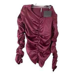Marc of New York Satin Ruched Top  Reed Red Size XS NWT
